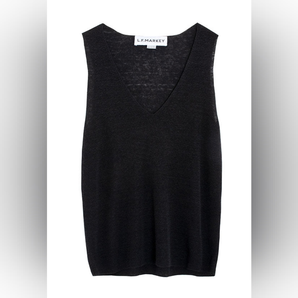 L.F. Markey - Black Walter Top Linen Blend - Size 8